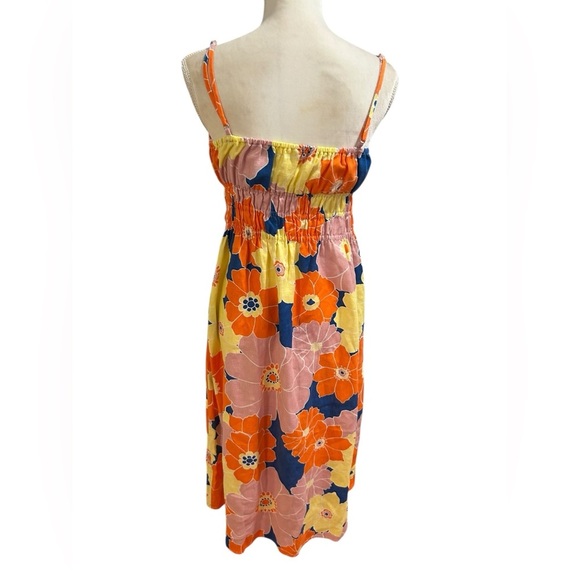 RAILS Octavia linen midi Dress | boho retro Flower Power sundress Sz Medium - Picture 4 of 7